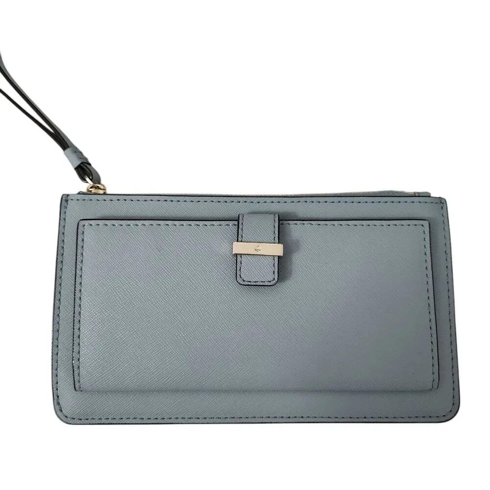 Kate Spade New York Wallet Karolina‎ Leather Wristlet Blue Clutch Cardholder